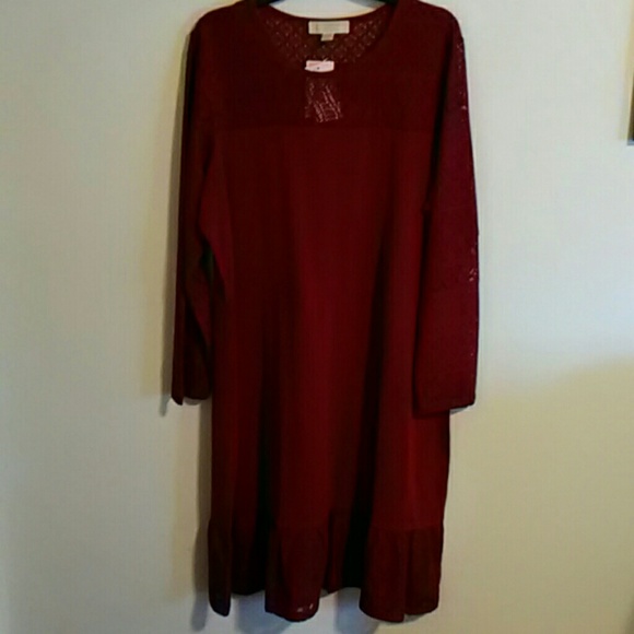 Michael Kors Plus Size Lace Hem & Sleeve Dress - Picture 4 of 7